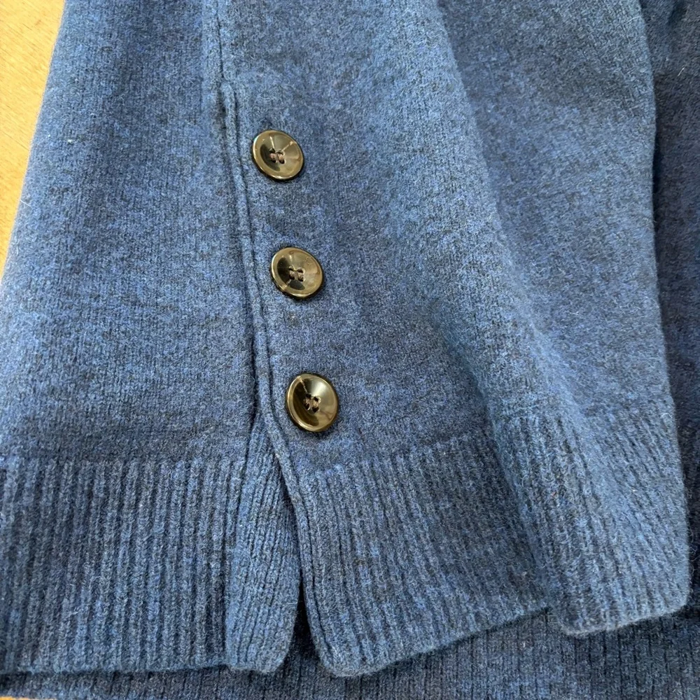 Pendleton Park City Pullover Lambswool Navy Tweed Button Hip Sweater Medium